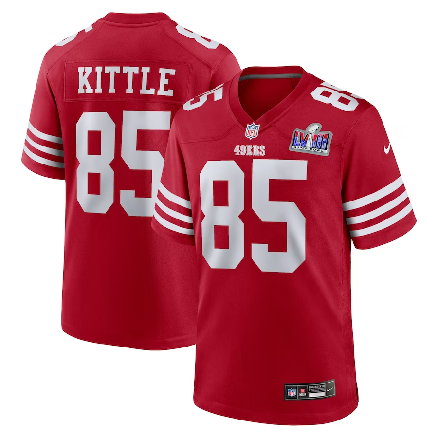 Men's San Francisco 49ers George Kittle #85 Scarlet Super Bowl LVIII Jersey